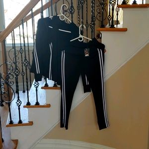 Matching black tracksuit set - white stripes - S/M